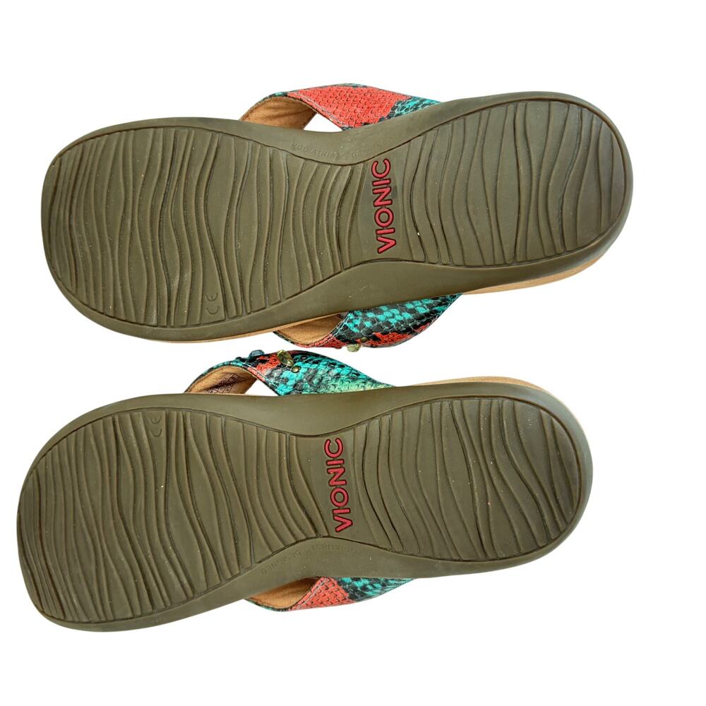 Vionic Multicolor Beaded Teal and Coral Thong Sandal - Picture 8 of 11